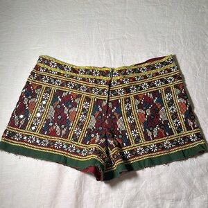 Chelsea & Violet Jeweled Embroidered Colorful Bohemian Shorts Size Large